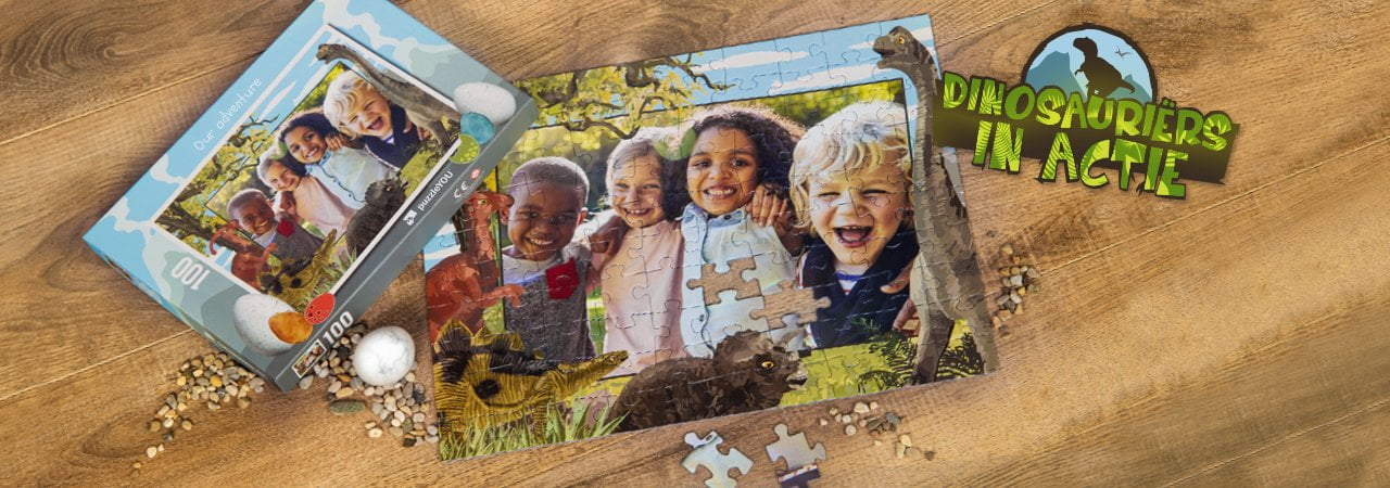 Enorme dinosauriërs met JOU op een puzzel!