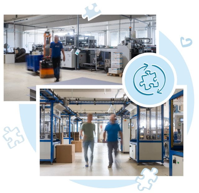 Voor de puzzelproductie op onze moderne productielocatie maken wij gebruik van groene stroom