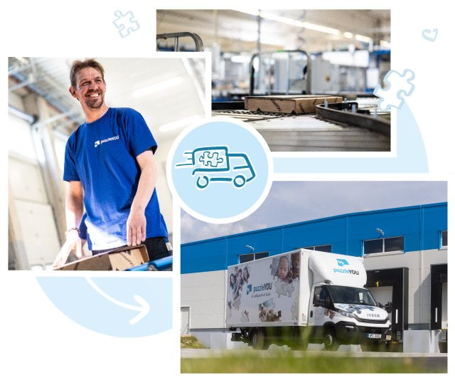 Bekwame medewerkers organiseren de verzending van onze puzzels naar momenteel 23 landen. In Europa of Noord-Amerika: De puzzleYOU puzzel is er binnen enkele dagen.