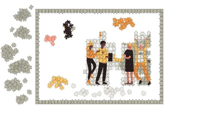 Begin met gemakkelijk herkenbare fragmenten en puzzel je geleidelijk een weg naar de moeilijke delen.